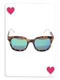 Load image into Gallery viewer, ELIA Tortoise Shell Square Sunglasses with Mirrored Blue-Green Lenses