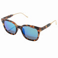 Load image into Gallery viewer, ELIA Tortoise Shell Square Sunglasses with Mirrored Blue-Green Lenses