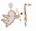 Load image into Gallery viewer, Valentine's Day - Cupid Charm Earrings with Rhinestones & Pearl Accents
