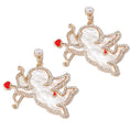 Load image into Gallery viewer, Valentine's Day - Cupid Charm Earrings with Rhinestones & Pearl Accents