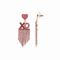Load image into Gallery viewer, Sparkling "XO" Fringe Statement Earrings with Glitter Heart Studs