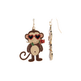 Load image into Gallery viewer, Adorable Monkey Love Earrings with Heart Glasses and Charming Rose