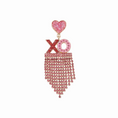 Load image into Gallery viewer, Sparkling "XO" Fringe Statement Earrings with Glitter Heart Studs