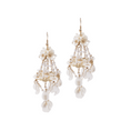 Load image into Gallery viewer, Elegant Gold & Pearl Floral Chandelier Earrings
