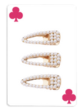 Load image into Gallery viewer, Classic Pearl Hair Clips – Elegant Gold Snap Barrettes (Set of 3)