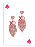 Load image into Gallery viewer, Sparkling "XO" Fringe Statement Earrings with Glitter Heart Studs