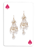 Load image into Gallery viewer, Elegant Gold & Pearl Floral Chandelier Earrings