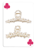 Load image into Gallery viewer, Elegant Floral Pearl Hair Claw Clips – Set of 2