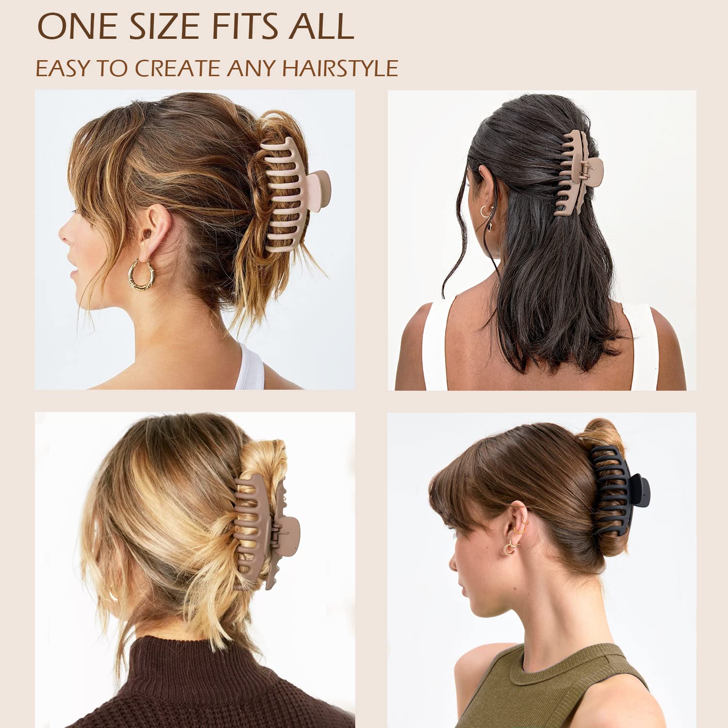12-PCS Matte Claw Clip Set – Stylish, Durable Hair Accessories for All