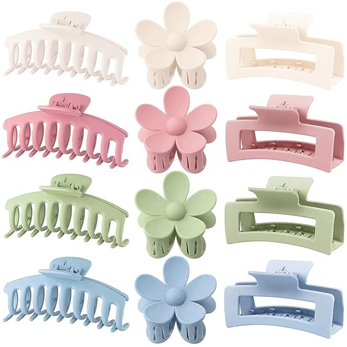 12-PCS Matte Claw Clip Set – Stylish, Durable Hair Accessories for All