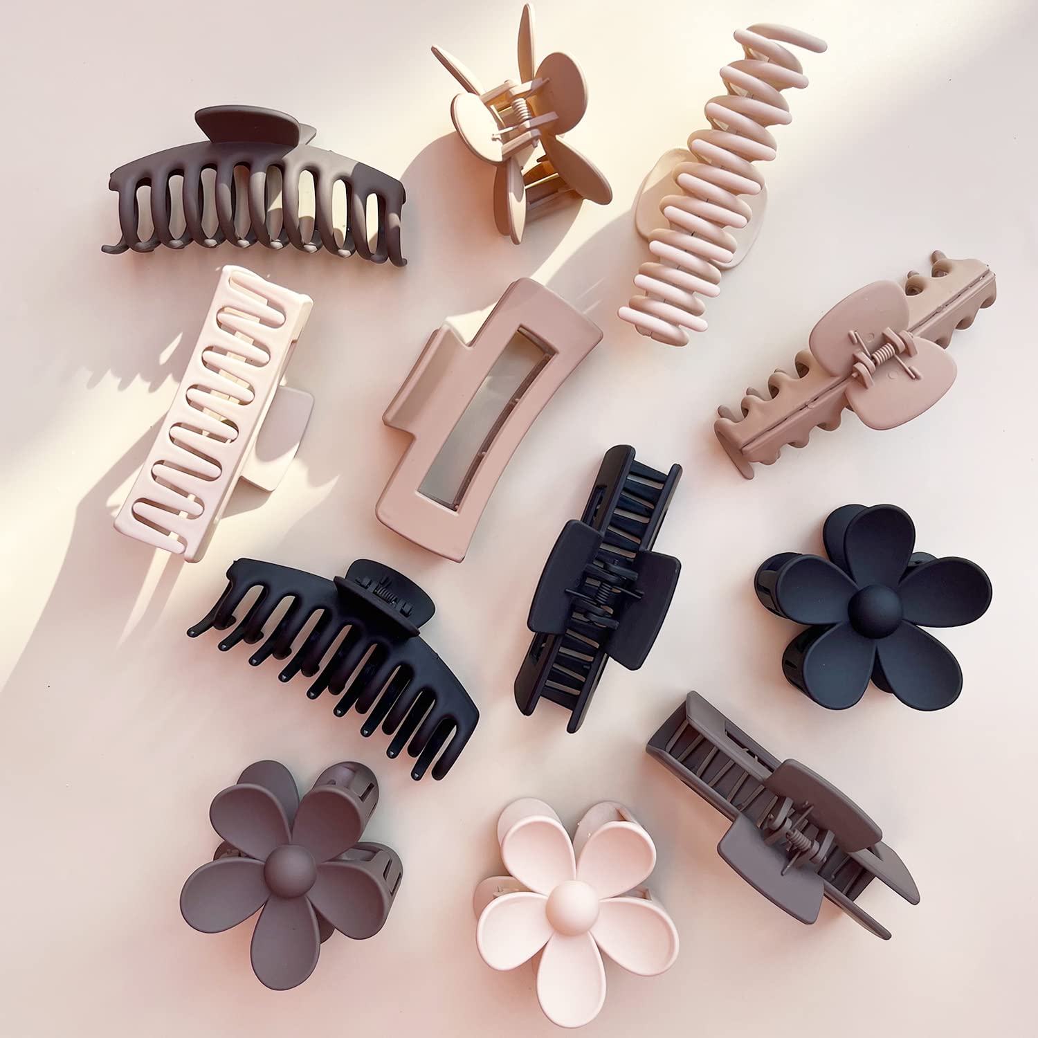 12-PCS Matte Claw Clip Set – Stylish, Durable Hair Accessories for All
