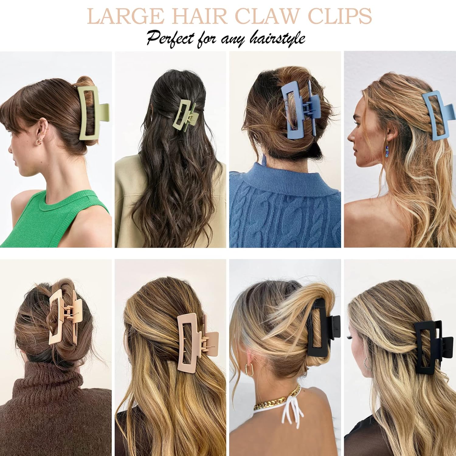 12-PCS Matte Claw Clip Set – Stylish, Durable Hair Accessories for All
