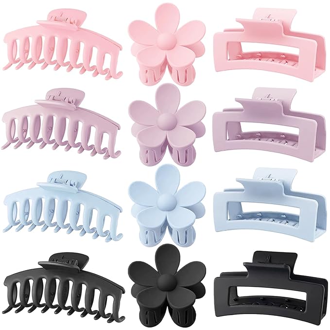 12-PCS Matte Claw Clip Set – Stylish, Durable Hair Accessories for All