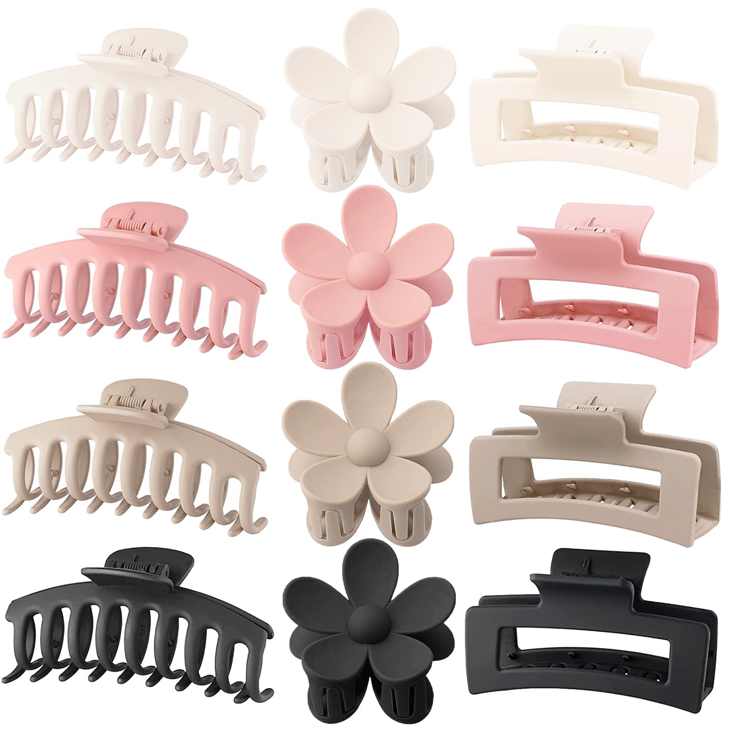 12-PCS Matte Claw Clip Set – Stylish, Durable Hair Accessories for All