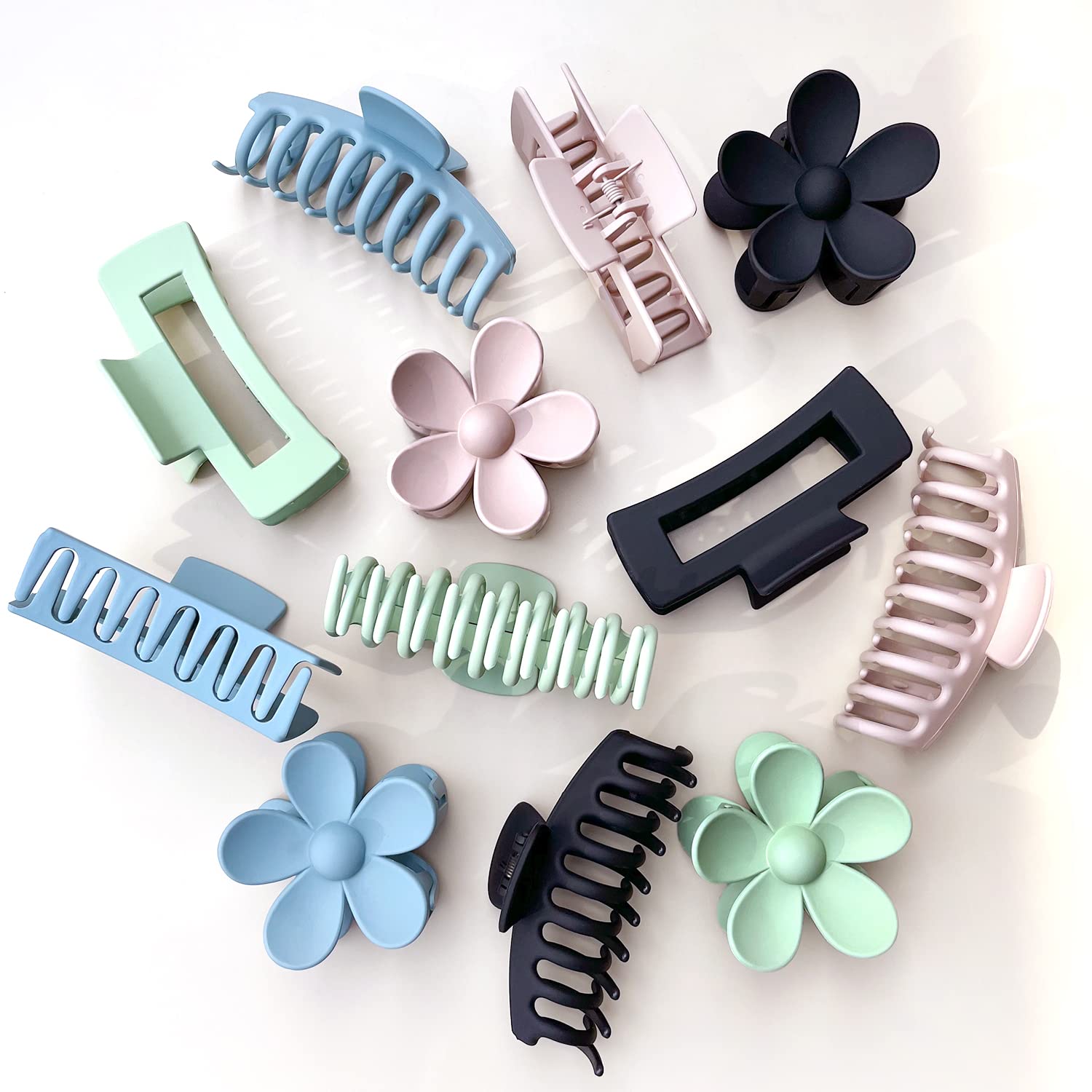 12-PCS Matte Claw Clip Set – Stylish, Durable Hair Accessories for All