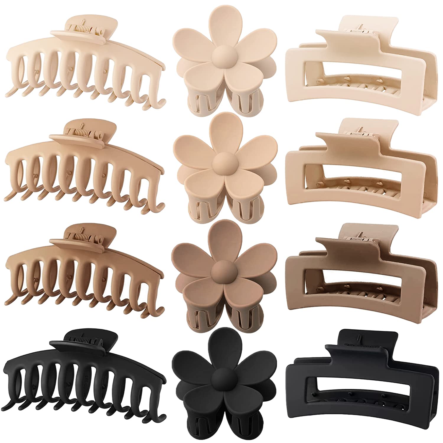12-PCS Matte Claw Clip Set – Stylish, Durable Hair Accessories for All