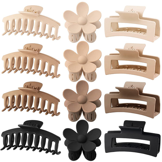 12-PCS Matte Claw Clip Set – Stylish, Durable Hair Accessories for All