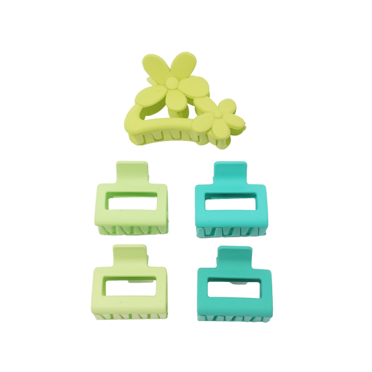 Floral & Pastel Claw Clips – Set of 5 | Trendy Matte Finish