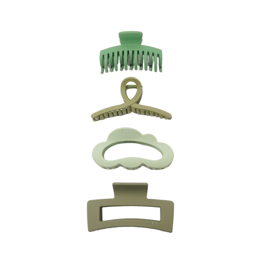 Neutral Aesthetic Claw Clips – Set of 4 | Matte Finish Hair Clips