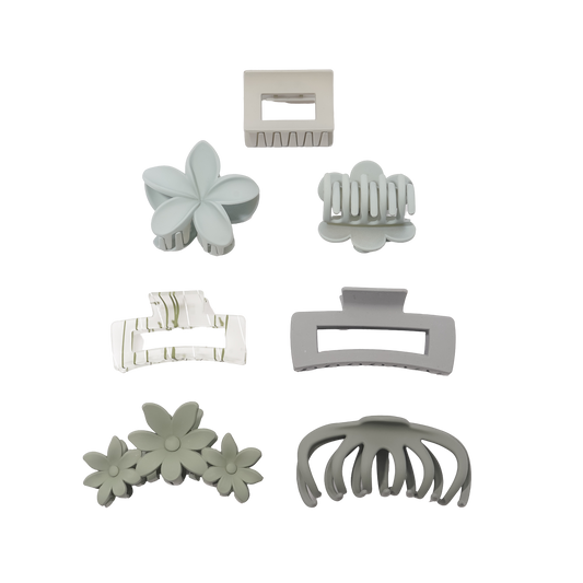 Elegant Floral & Neutral Claw Clips – Set of 8 | Chic & Stylish