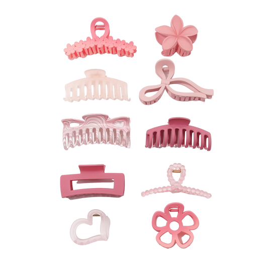 Pretty in Pink Claw Clips – Set of 10 | Floral & Chic Hair Clips